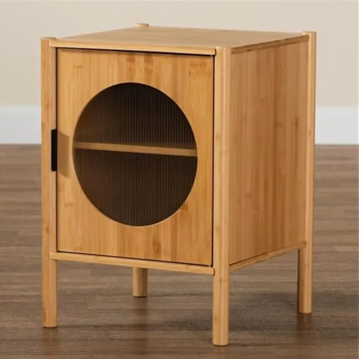 Baxton Studio Naresh Natural Brown Bamboo Wood 1-Door End Table