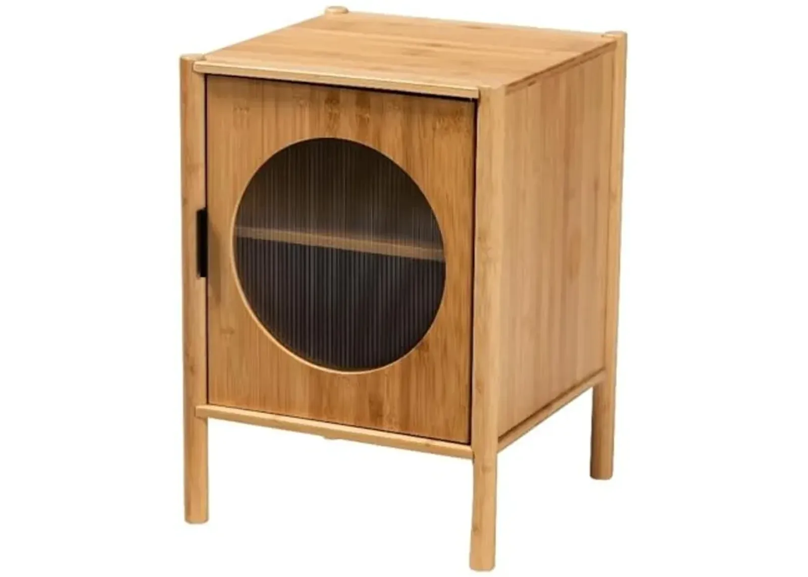 Baxton Studio Naresh Natural Brown Bamboo Wood 1-Door End Table