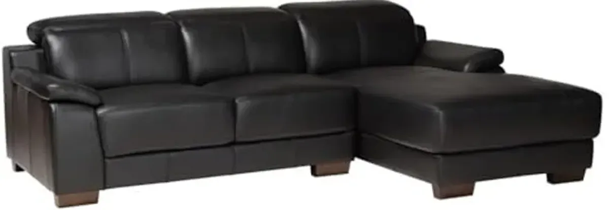 Baxton Studio Reverie Black Leather Sectional Sofa with Right Facing Chaise