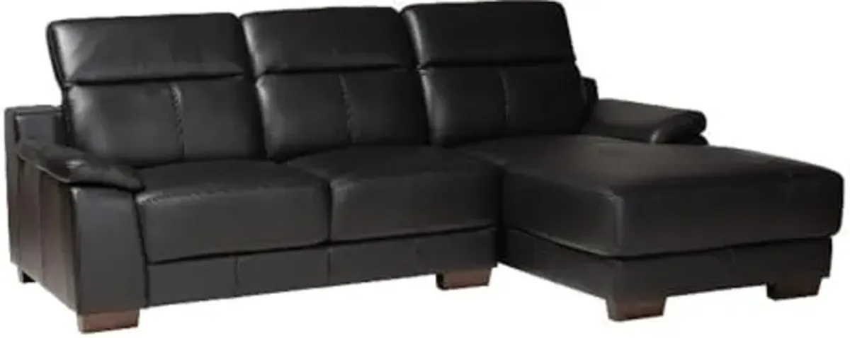 Baxton Studio Reverie Black Leather Sectional Sofa with Right Facing Chaise