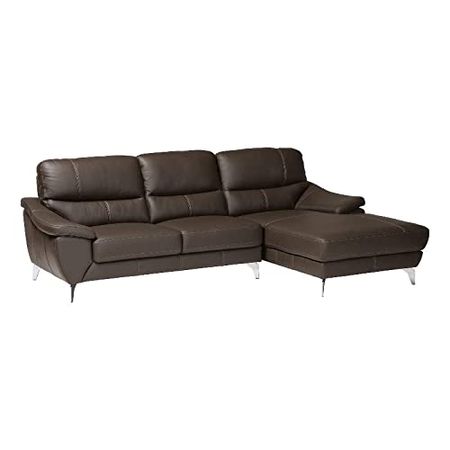 Baxton Studio Townsend Brown Leather Sectional Sofa with Right Facing Chaise