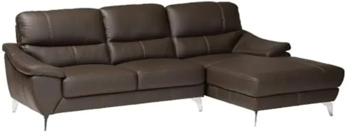 Baxton Studio Townsend Brown Leather Sectional Sofa with Right Facing Chaise