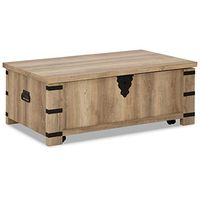 Signature Design by Ashley Calaboro Casual Lift-Top Rustic Coffee Table, Light Brown & Black