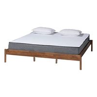 Baxton Studio Agatis Ash Walnut Finished Wood Queen Size Bed Frame