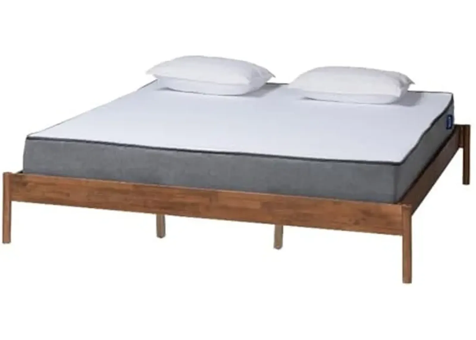 Baxton Studio Agatis Ash Walnut Finished Wood King Size Bed Frame