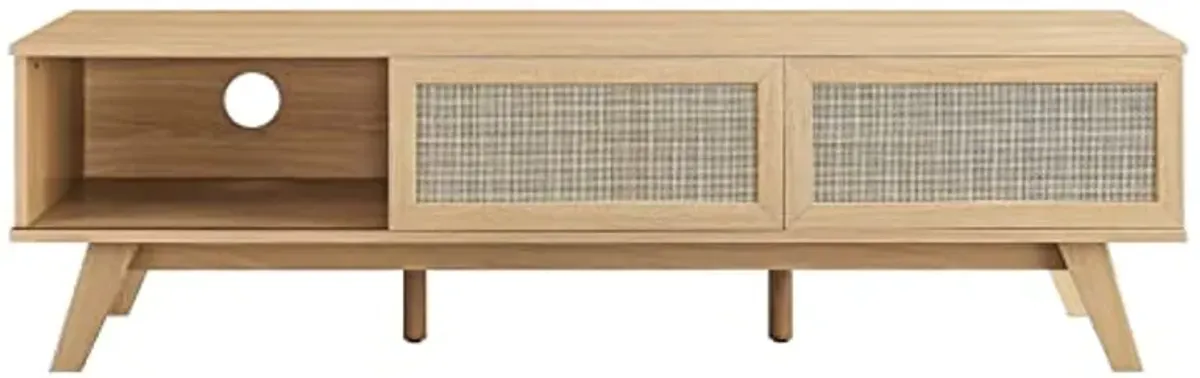 Modway Soma 60" Rattan TV Stand in Oak