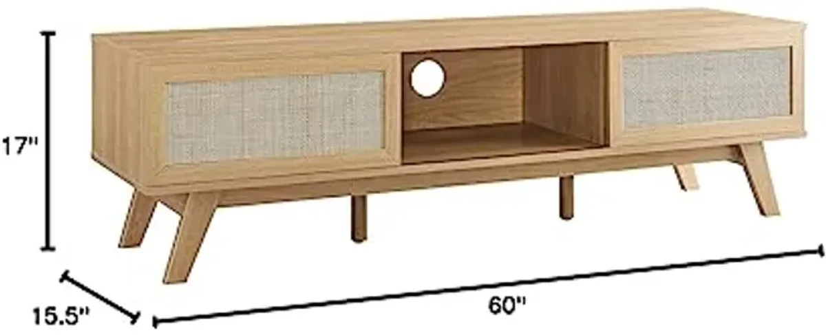 Modway Soma 60" Rattan TV Stand in Oak