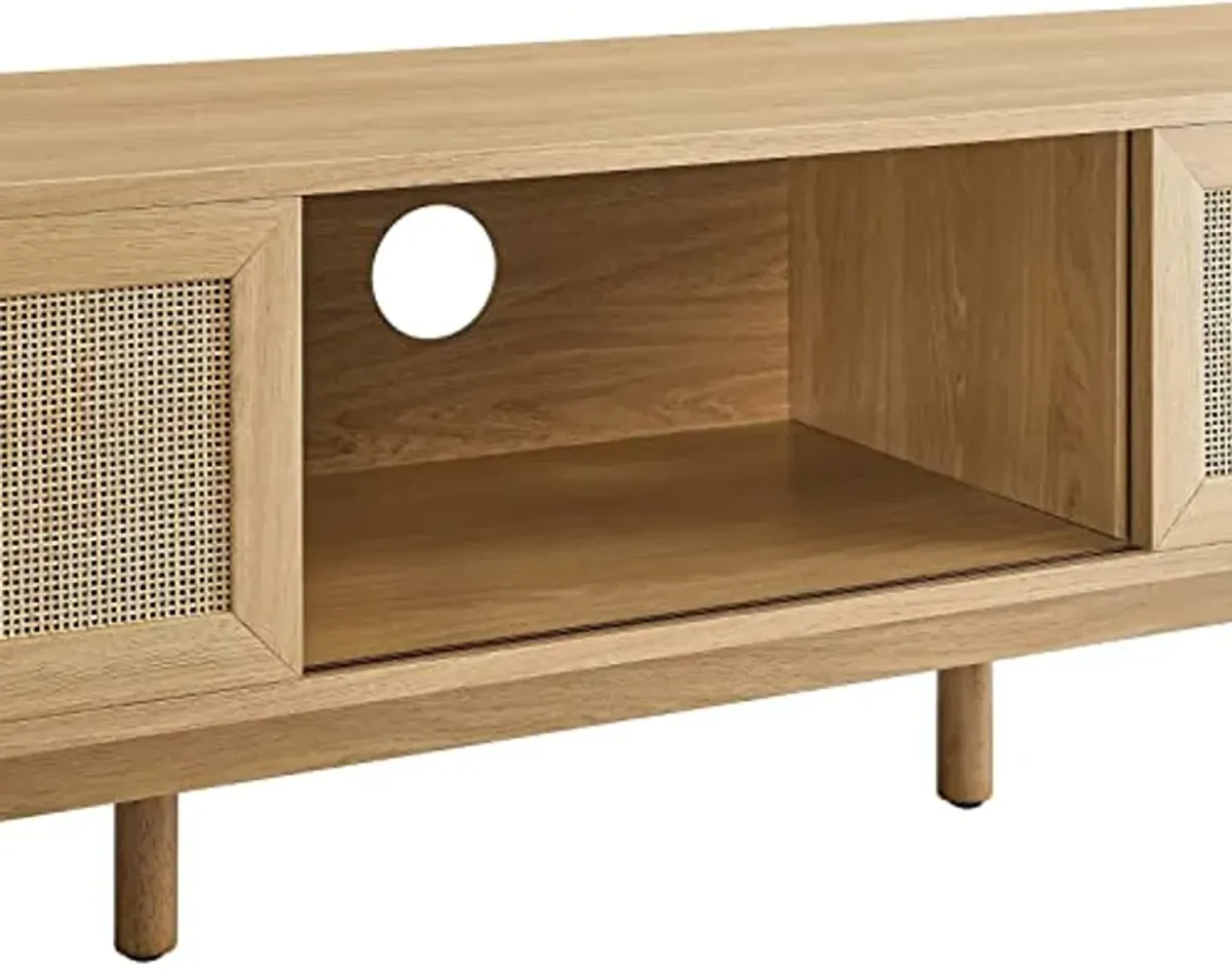 Modway Soma 60" Rattan TV Stand in Oak