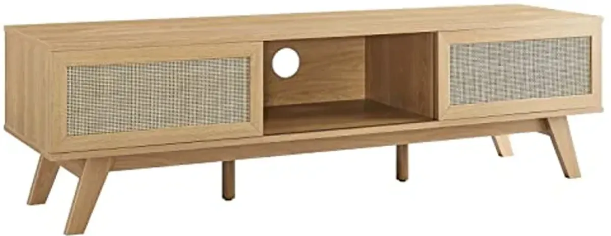 Modway Soma 60" Rattan TV Stand in Oak