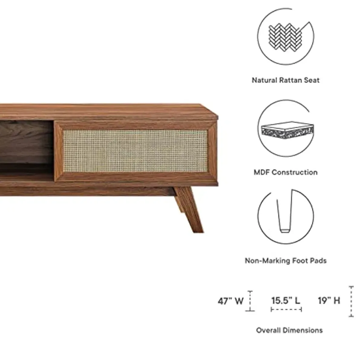 Modway Soma 47" Rattan TV Stand in Walnut