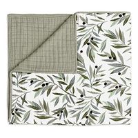 Babyletto 100% Organic Cotton Quilt, GOTS-Certified, 3-Layers of Ultra-Soft and Breathable Muslin - Olive Branches