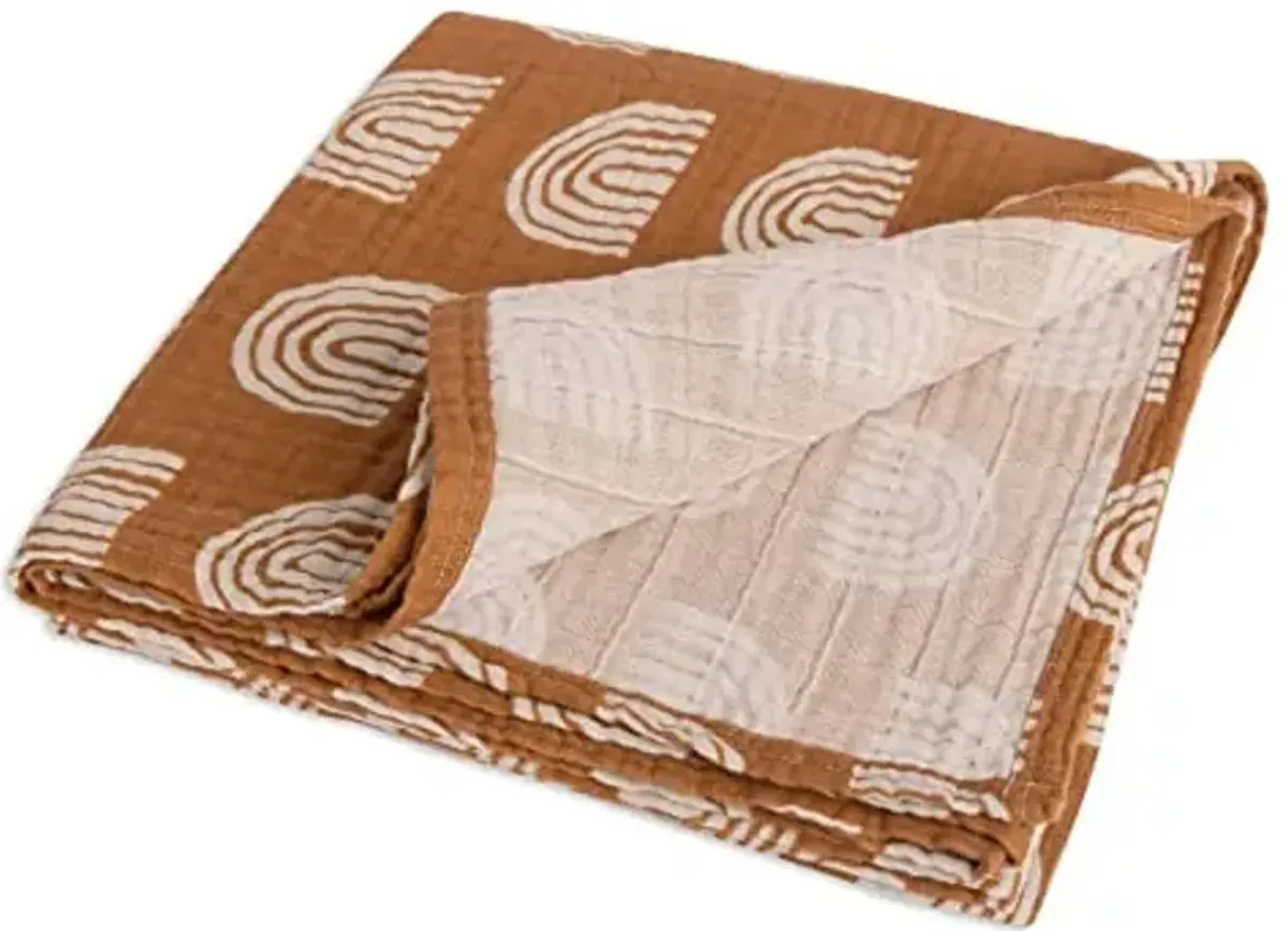 Babyletto 100% Organic Cotton Swaddle, GOTS-Certified, Ultra-Soft and Breathable Muslin - Terracotta Rainbow