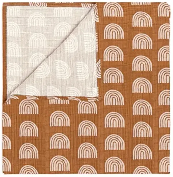 Babyletto 100% Organic Cotton Swaddle, GOTS-Certified, Ultra-Soft and Breathable Muslin - Terracotta Rainbow