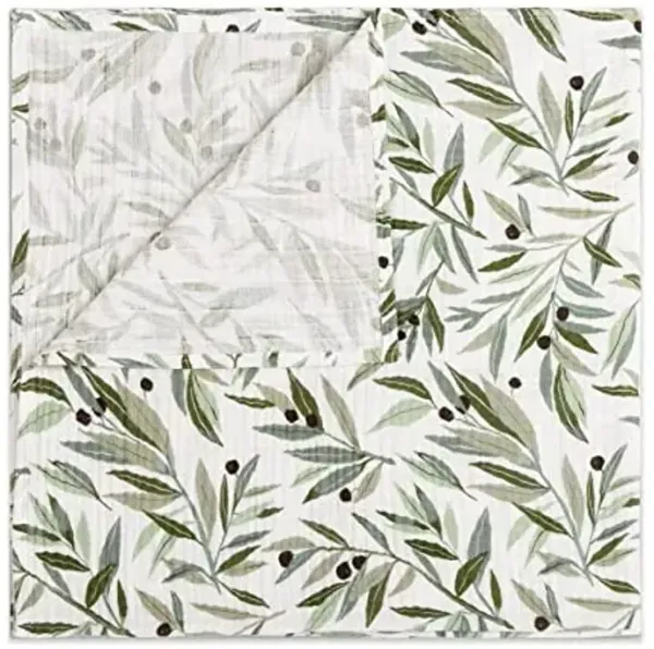 Babyletto 100% Organic Cotton Swaddle, GOTS-Certified, Ultra-Soft and Breathable Muslin - Olive Branches