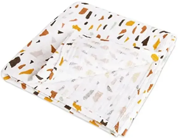 babyletto 100% Organic Cotton Swaddle, GOTS-Certified, Ultra-Soft and Breathable Muslin - Terrazzo