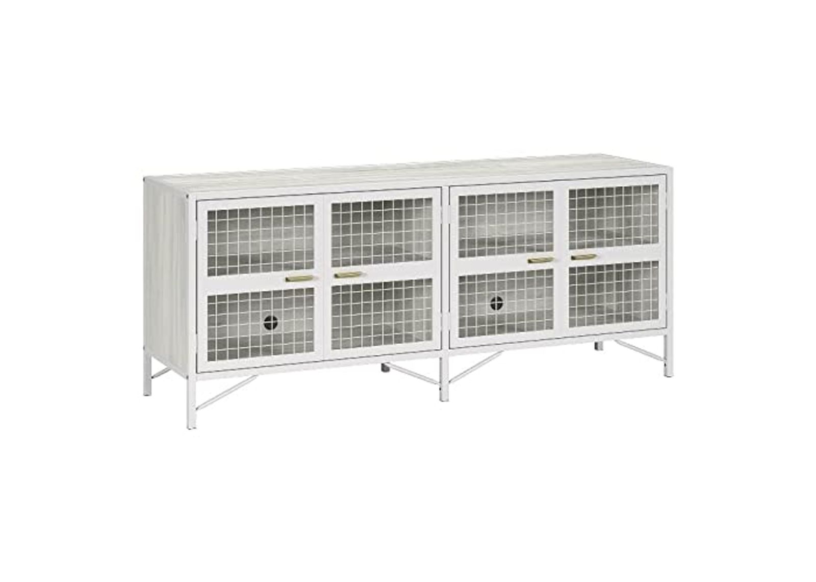 Sauder Boulevard Cafe Engineered Wood/Metal Credenza in Haze Acacia/White Finish