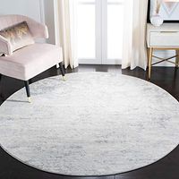Safavieh Brentwood Collection 4' x 4' Round Ivory/Grey BNT822A Modern Abstract Non-Shedding Area Rug
