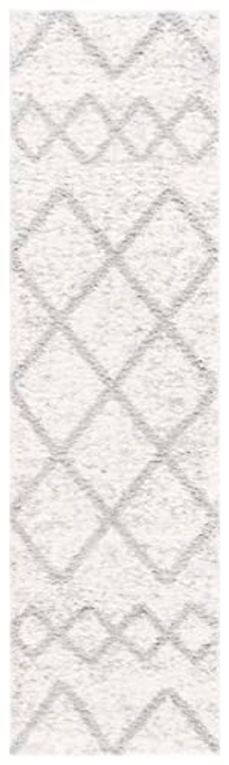 Safavieh Berber Shag Collection 2'3" x 8' Ivory/Grey BER572F Moroccan Rustic Boho Non-Shedding 1.25-inch Thick Runner Rug