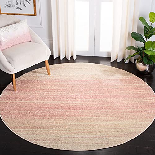 Safavieh Adirondack Collection 8' x 8' Round Pink/Ivory ADR142U Modern Ombre Non-Shedding Area Rug