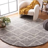 Safavieh Berber Shag Collection 7' x 7' Round Grey/Ivory BER572G Moroccan Rustic Boho Non-Shedding 1.25-inch Thick Area Rug