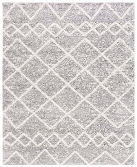 Safavieh Berber Shag Collection 9' x 12' Grey/Ivory BER572G Moroccan Rustic Boho Non-Shedding 1.25-inch Thick Area Rug