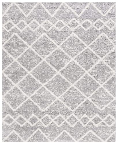 Safavieh Berber Shag Collection 9' x 12' Grey/Ivory BER572G Moroccan Rustic Boho Non-Shedding 1.25-inch Thick Area Rug