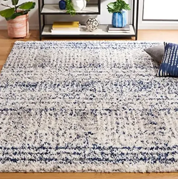 SAFAVIEH Area Rug 8x10 - Jericho Shag Collection - Large - Navy & Ivory, Non-Shedding & Easy Cleaning, Plush Thick Pile, Ideal for Living Room, Bedroom, Dining Space (JER100N)
