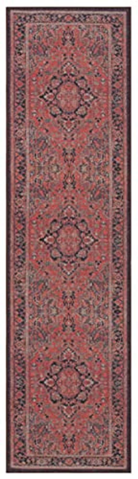 Safavieh Journey Collection 2'2" x 8' Navy/Red JNY153M Boho Chic Distressed Non-Shedding Runner Rug