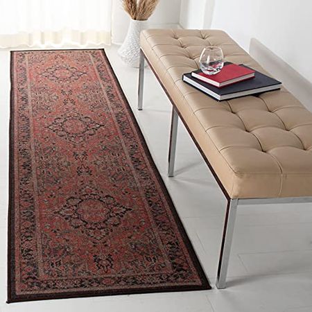 Safavieh Journey Collection 2'2" x 8' Navy/Red JNY153M Boho Chic Distressed Non-Shedding Runner Rug