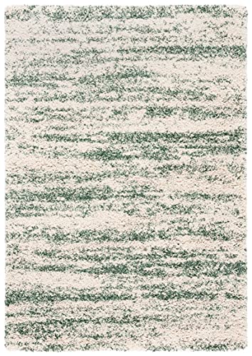 Safavieh Hudson Shag Collection 2' x 3' Ivory/Green SGH206Y Modern Non-Shedding 2-inch Thick Area Rug