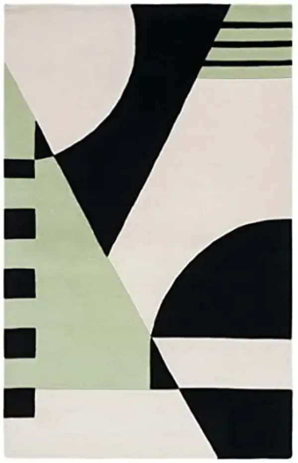 SAFAVIEH Rodeo Drive Collection Area Rug - 5' x 8', Black & Green, Handmade Mid-Century Modern Abstract Wool, Ideal for High Traffic Areas in Living Room, Bedroom (RD863Z)