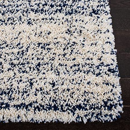 Safavieh Hudson Shag Collection 2' x 3' Ivory/Navy SGH295A Modern Abstract Non-Shedding 2-inch Thick Area Rug