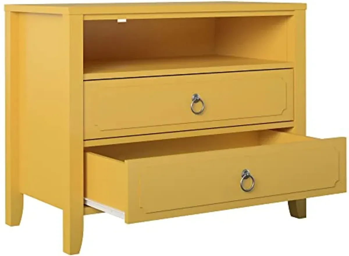 Novogratz Her Majesty 2 Drawer Nightstand, Mustard Yellow