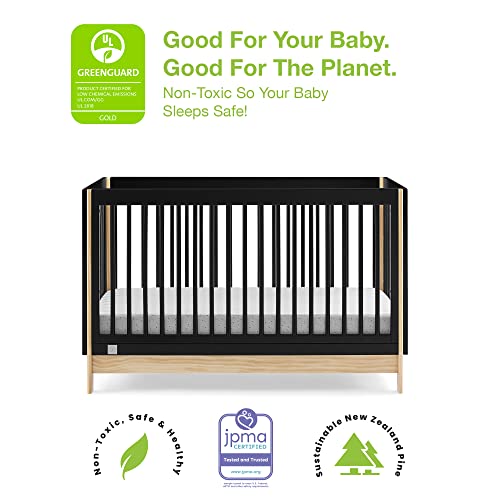 babyGap by Delta Children Tate 4-in-1 Convertible Crib TrueSleep Crib and Toddler Mattress (Bundle), Ebony/Natural