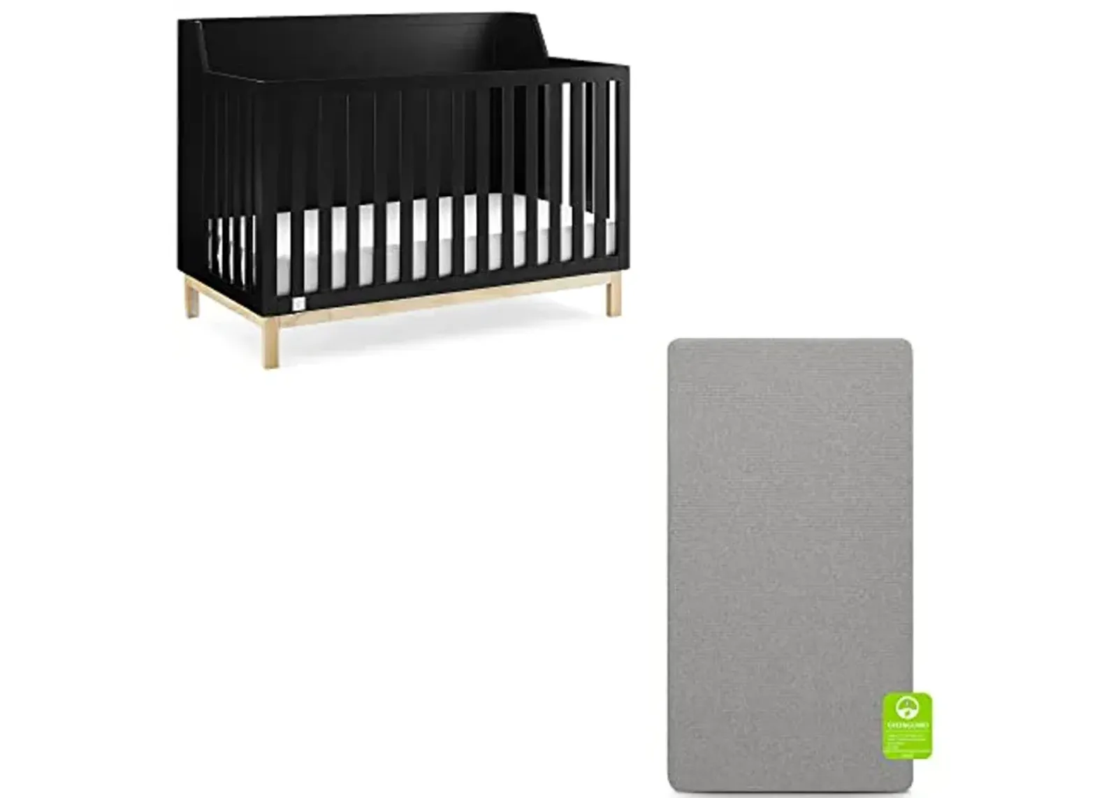 babyGap by Delta Children Oxford 6-in-1 Convertible Crib TrueSleep 2-Stage Deluxe Crib and Toddler Mattress (Bundle), Ebony/Natural