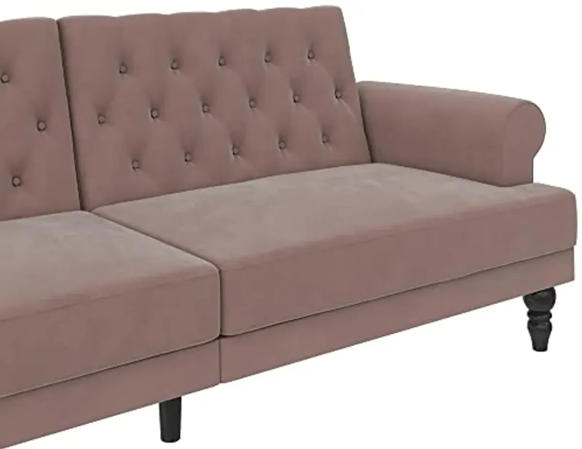 Novogratz Cassidy Upholstered Futon, Blush Velvet