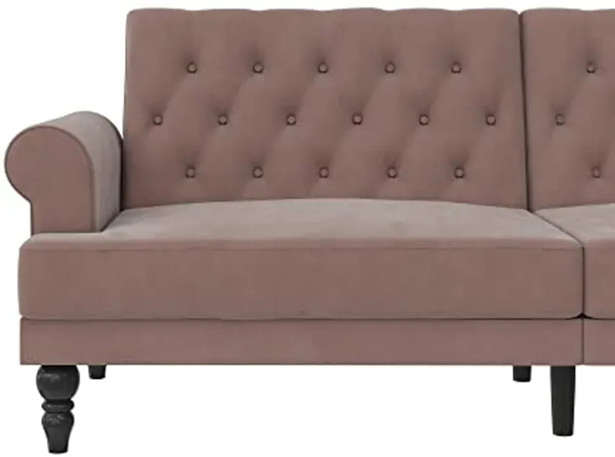 Novogratz Cassidy Upholstered Futon, Blush Velvet