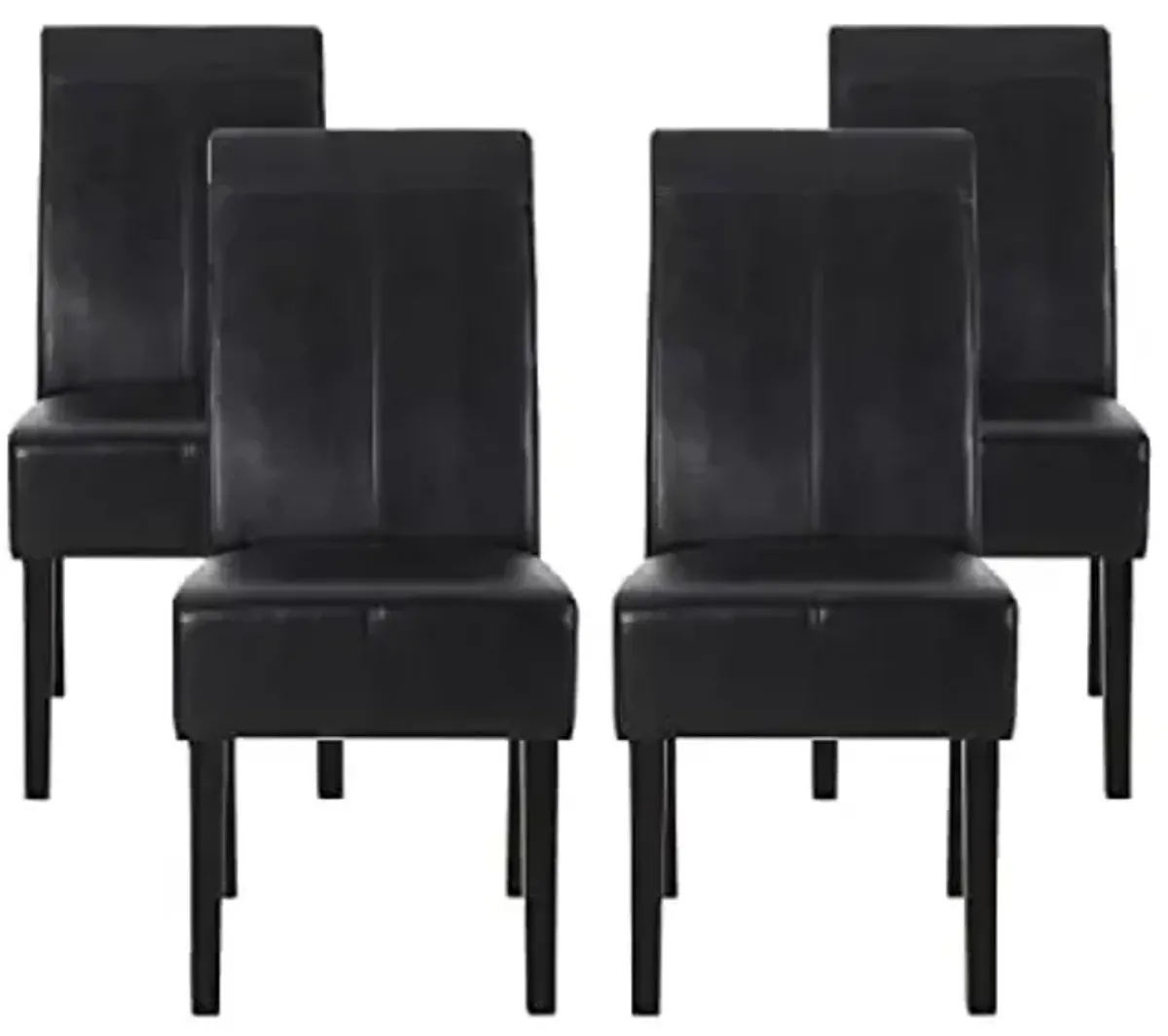 Christopher Knight Home Pertica Upholstered T-Stitch Dining Chairs - Faux Leather - Midnight Black/Espresso (Set of 4)