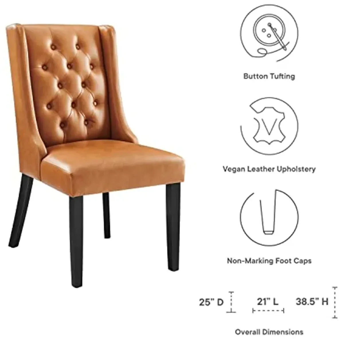 Modway Button-Tufted Vegan Leather Parsons Dining Chair in Tan