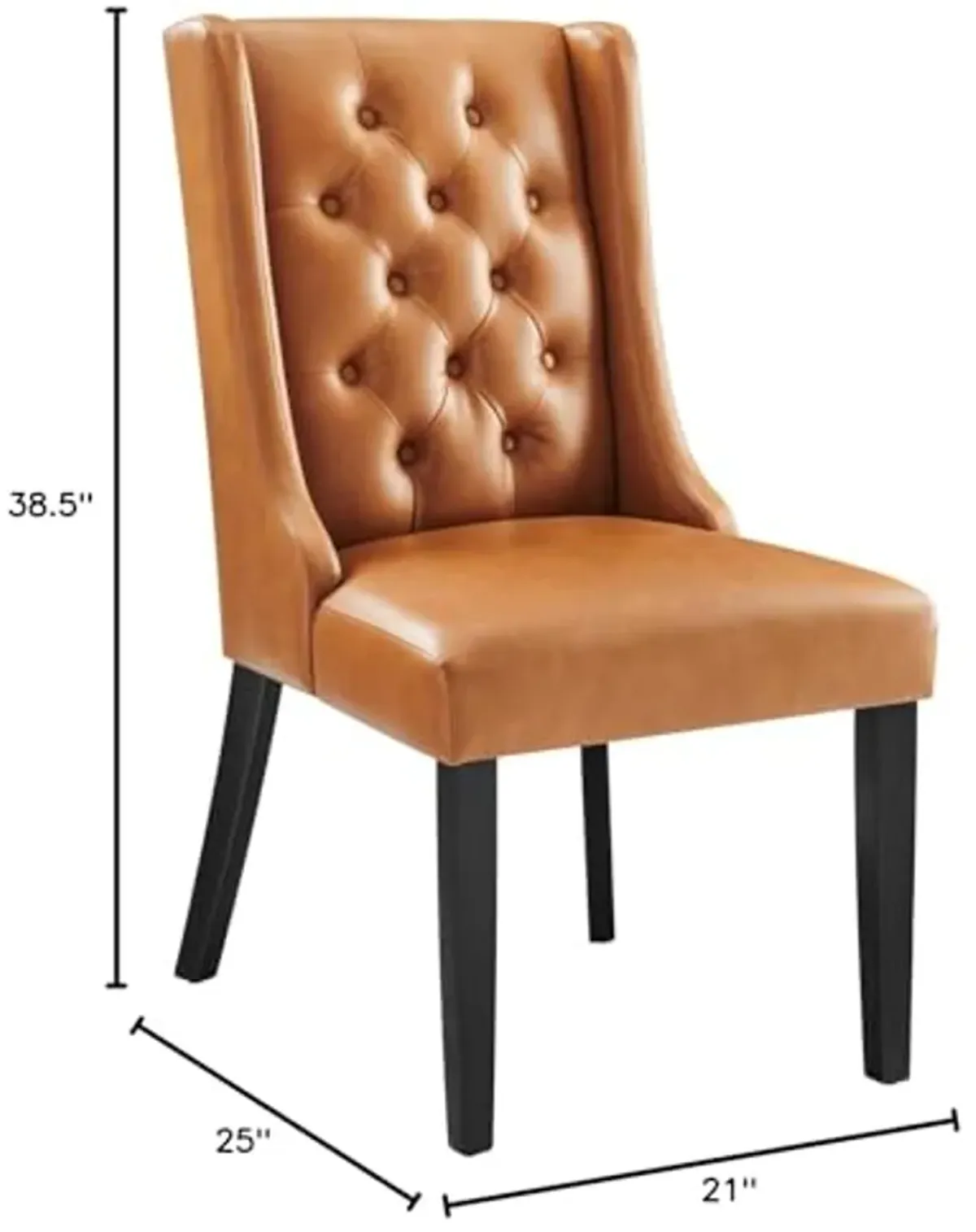 Modway Button-Tufted Vegan Leather Parsons Dining Chair in Tan