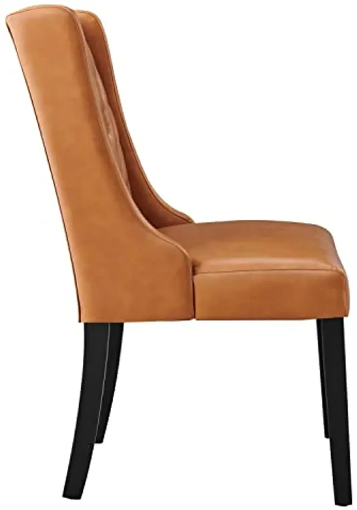 Modway Button-Tufted Vegan Leather Parsons Dining Chair in Tan