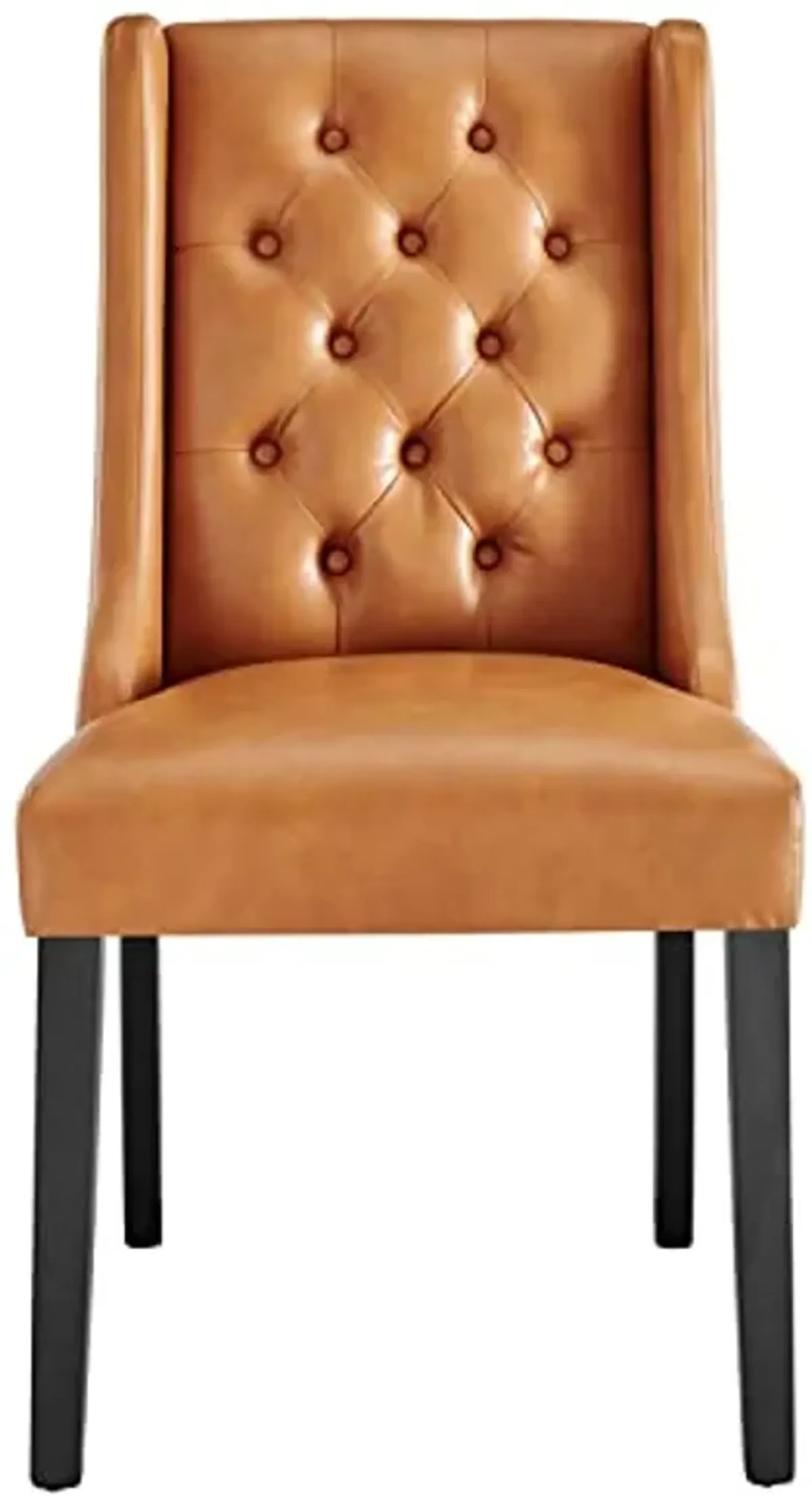 Modway Button-Tufted Vegan Leather Parsons Dining Chair in Tan