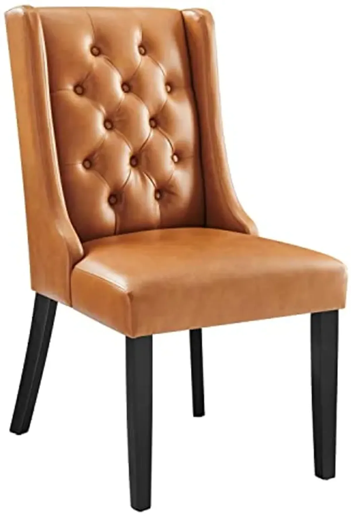 Modway Button-Tufted Vegan Leather Parsons Dining Chair in Tan