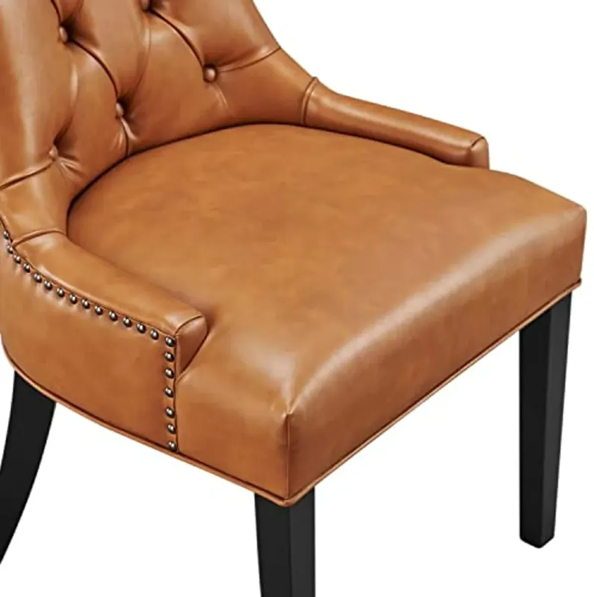 Modway Regent Tufted Vegan Leather Dining Chair in Tan