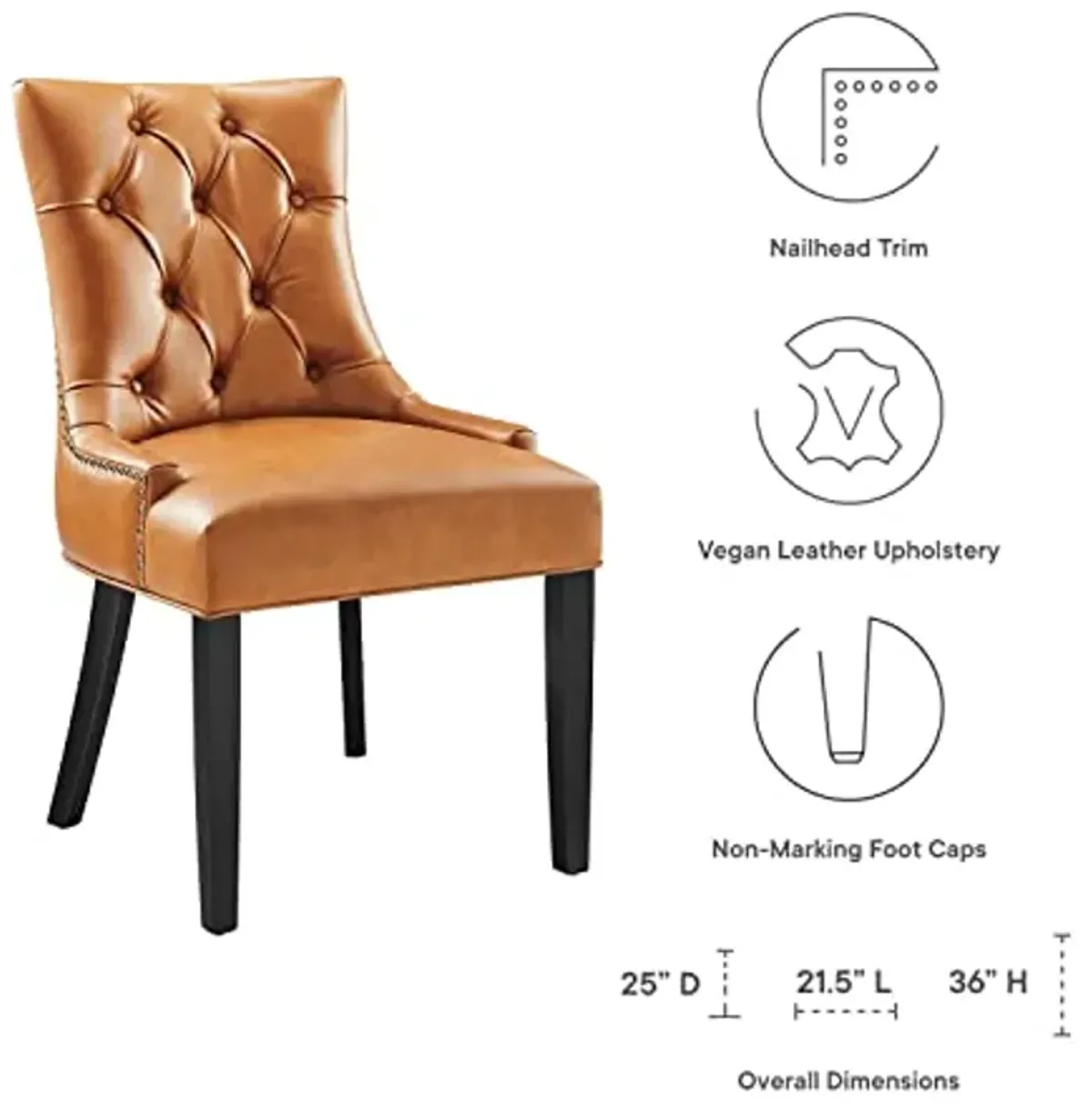 Modway Regent Tufted Vegan Leather Dining Chair in Tan