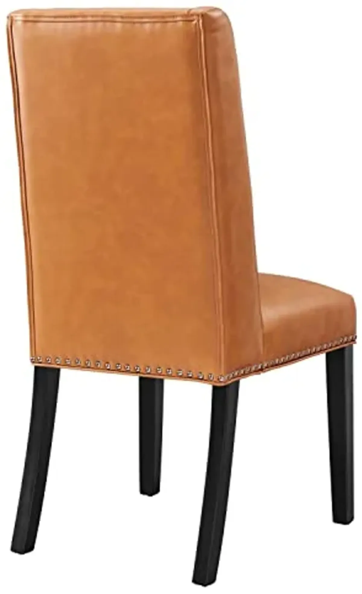 Modway Baron Upholstered Vegan Leather Tall Back Dining Parsons Chair with Nailhead Trim in Tan 19.5 x 23.5 x 40