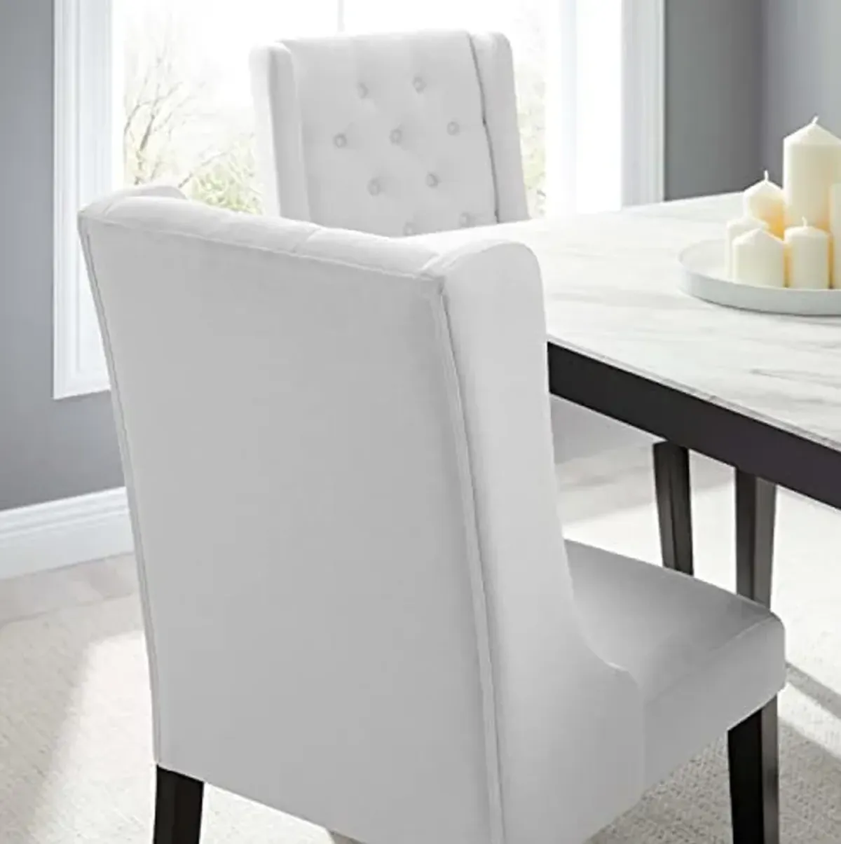 Modway Baronet Button Tufted Fabric, One Dining Chair, White