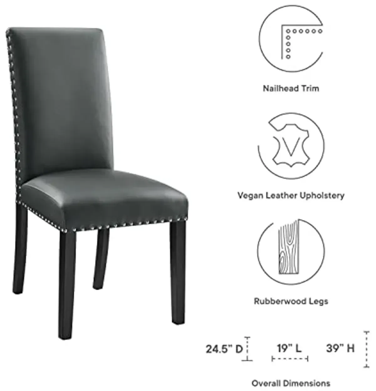 Modway Parcel Dining Faux Leather Side Chair in Gray