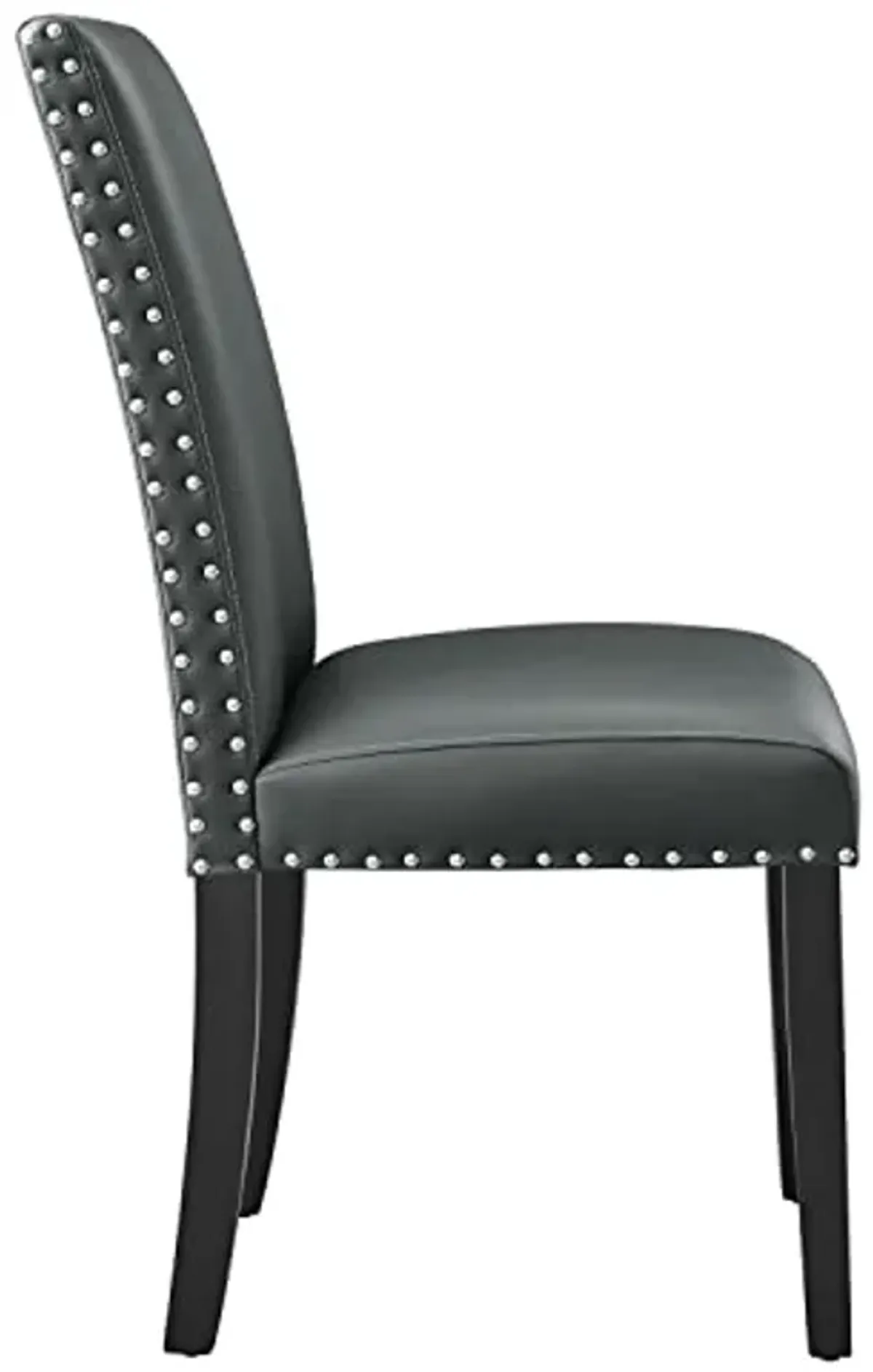 Modway Parcel Dining Faux Leather Side Chair in Gray