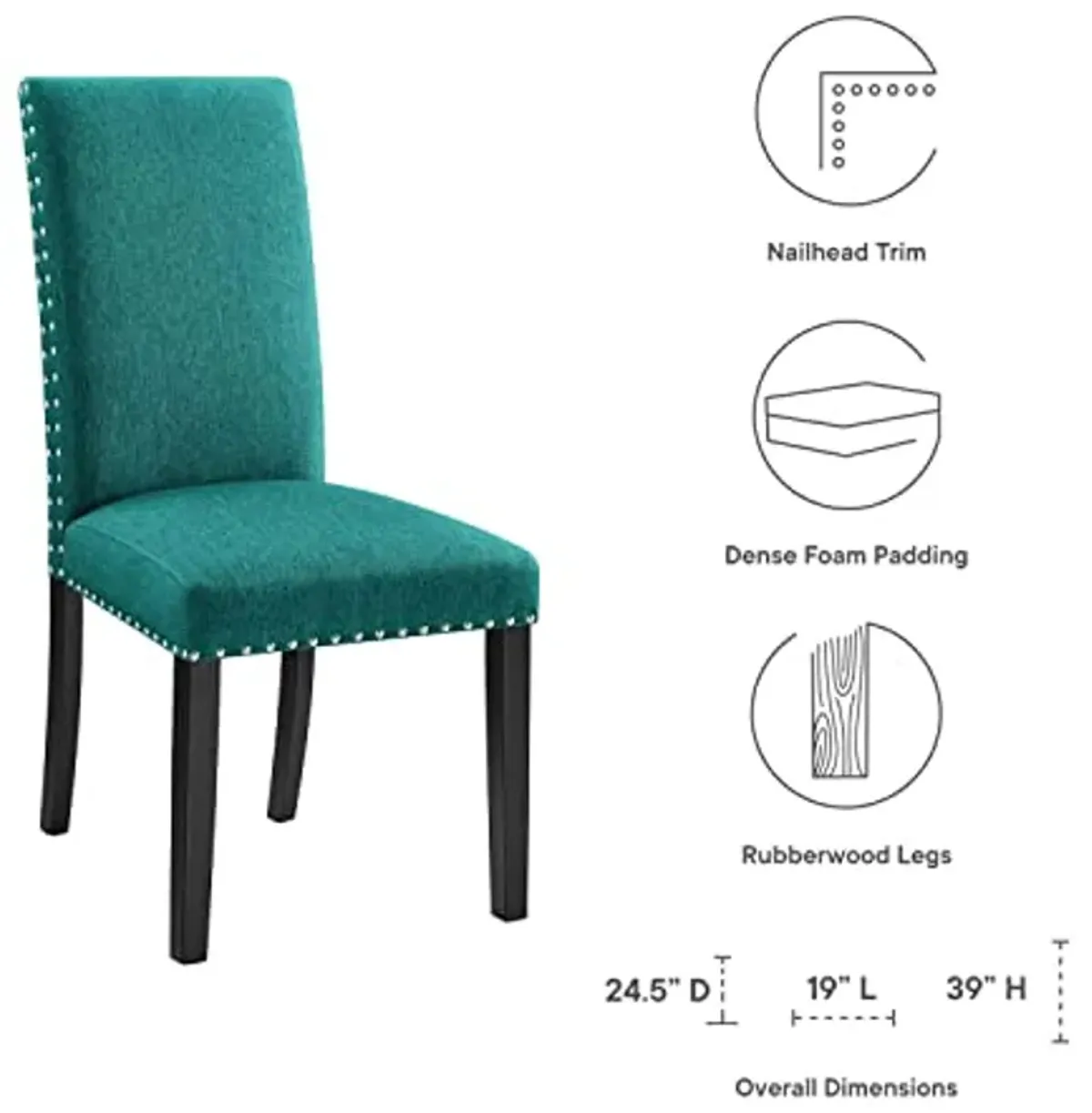 Modway Parcel Dining Upholstered Fabric Side Chair in Teal